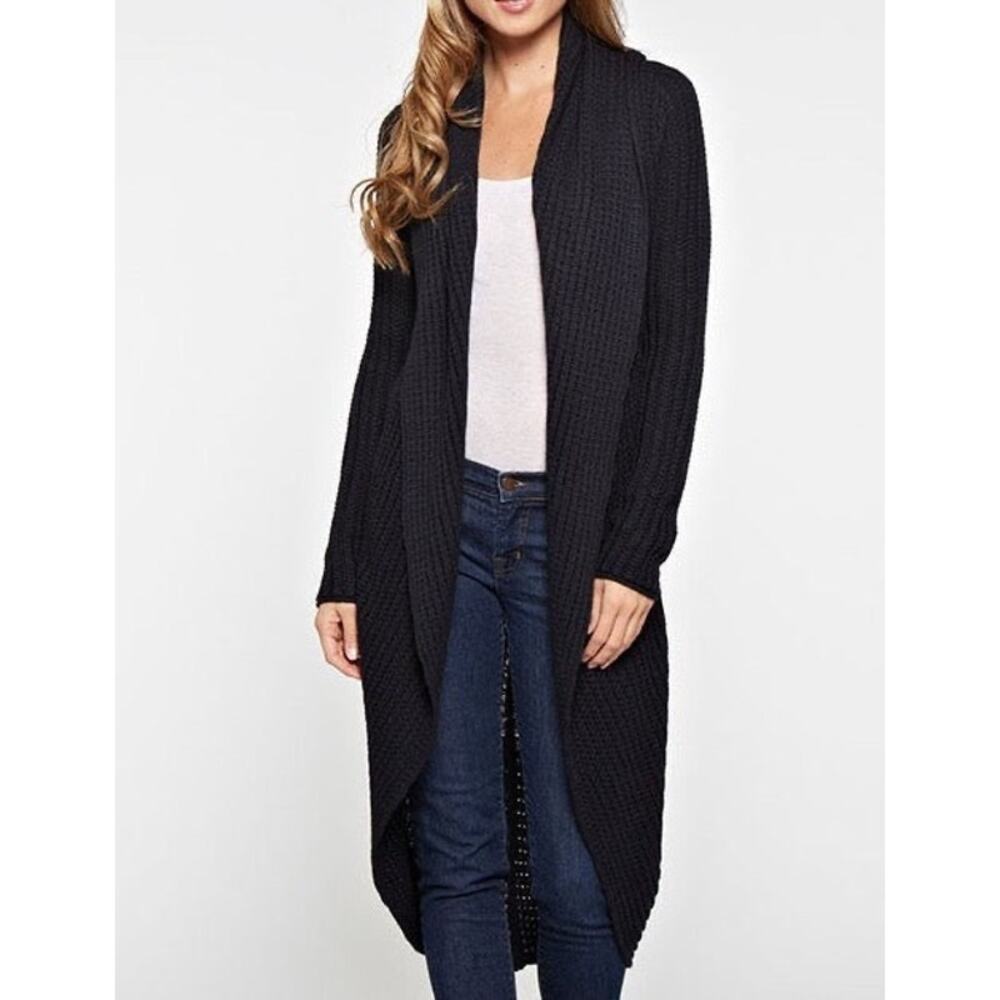 LoveStitch - 2 Ways Black Maxi Cashmere Cardigan - Size S/M